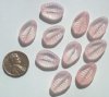 10 18x12x5mm Flat Oval Pink Stripe